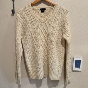 J. Crew Hand knit Wool Cable Knit Fisherman Sweater